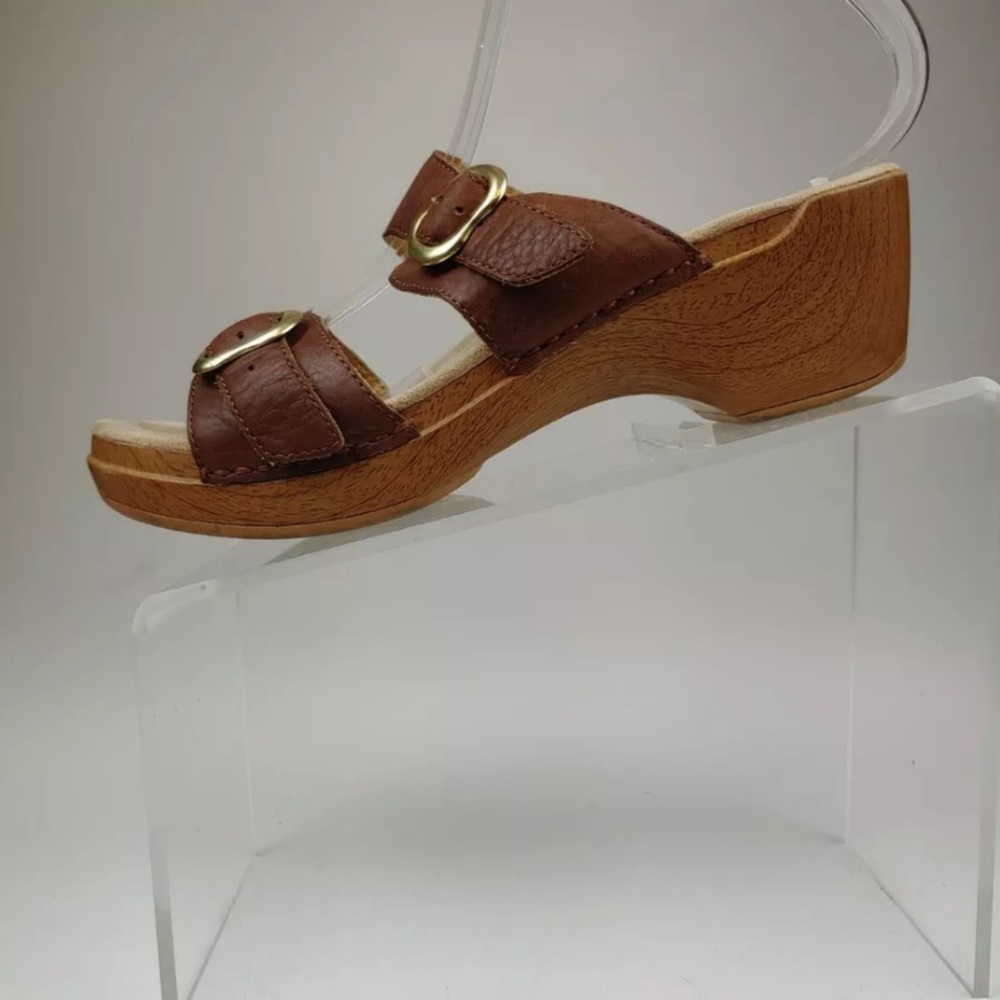 Dansko Sophie Brown Leather Wedge Sandal size 9